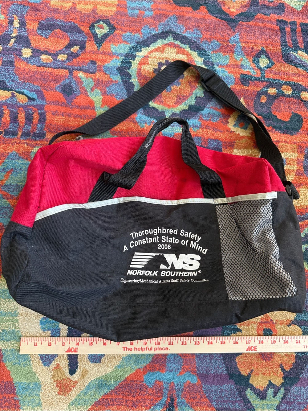 Norfolk Southern Vintage Red and Black Logo Duffel Bag